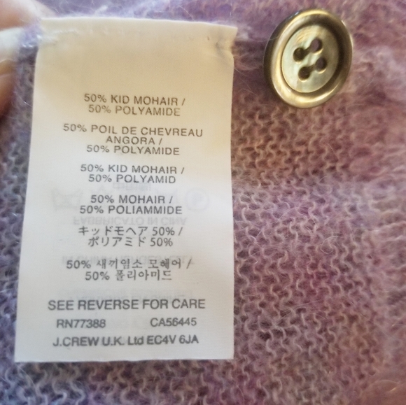 J.Crew Lilac Mohair Blend V Neck Cardigan XS EUC - Picture 11 of 13